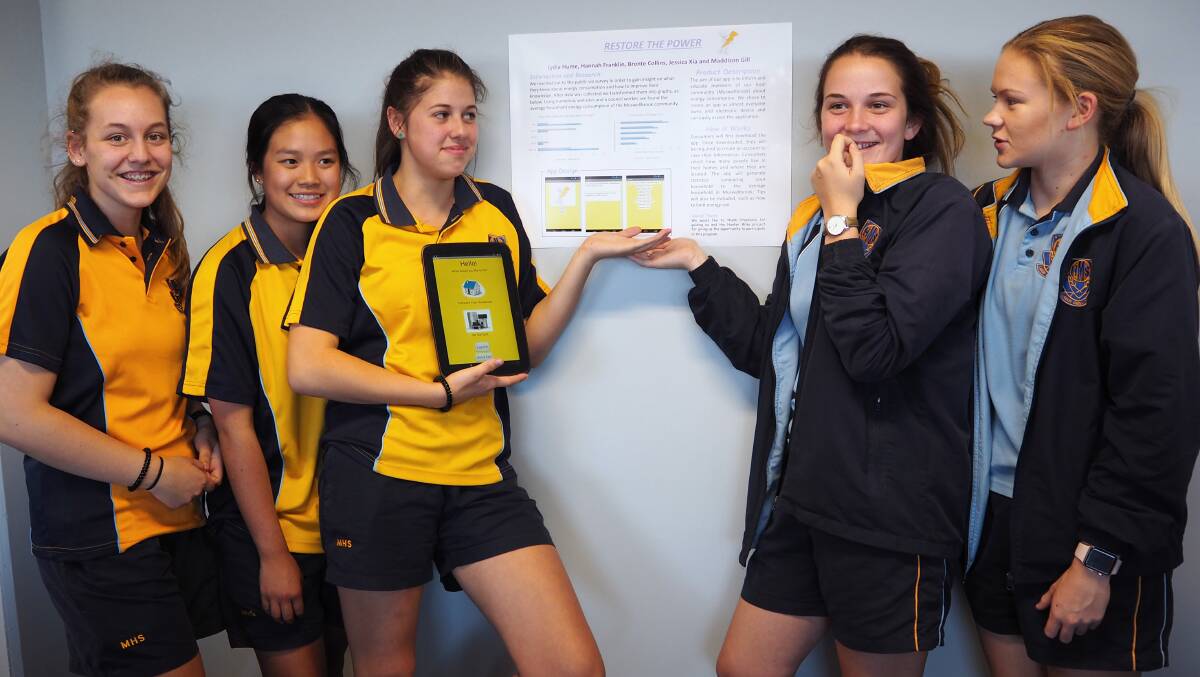 WINNING TEAM: Muswellbrook High School students Hannah Franklin, Jessica Xia, Maddison Gill, Lydia Hume and Bronte Collins. 