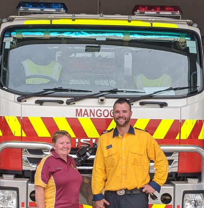 SUPPORTIVE: Denman Lions Club member Tammy Roberts with Mangoola NSW Rural Fire Service Captain Shaun Hunter.