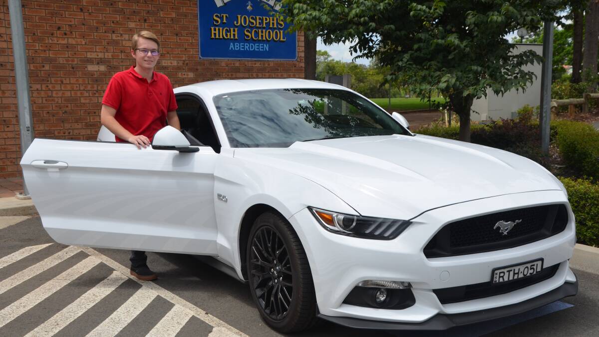 ROAD TO SUCCESS: St Joseph's High School, Aberdeen student Jacob Cheers in the driver’s seat of his principal’s 2017 Mustang.