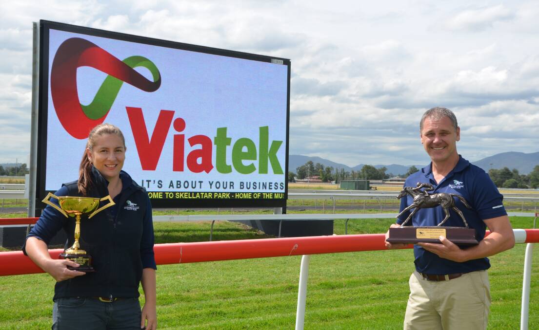 SHOWPIECE: Muswellbrook Race Club executive assistant Kristie Corbett and general manager Duane Dowell are looking forward to Friday's Cup meeting.