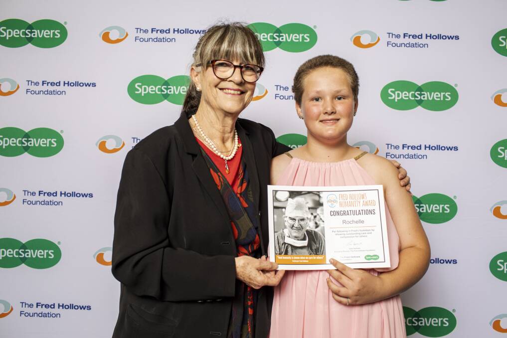 TERRIFIC ACKNOWLEDGEMENT: Founding director of The Fred Hollows Foundation, Gabi Hollows, with Aberdeen Public School student Rochelle Marshall at the Fred Hollows Humanity Awards.