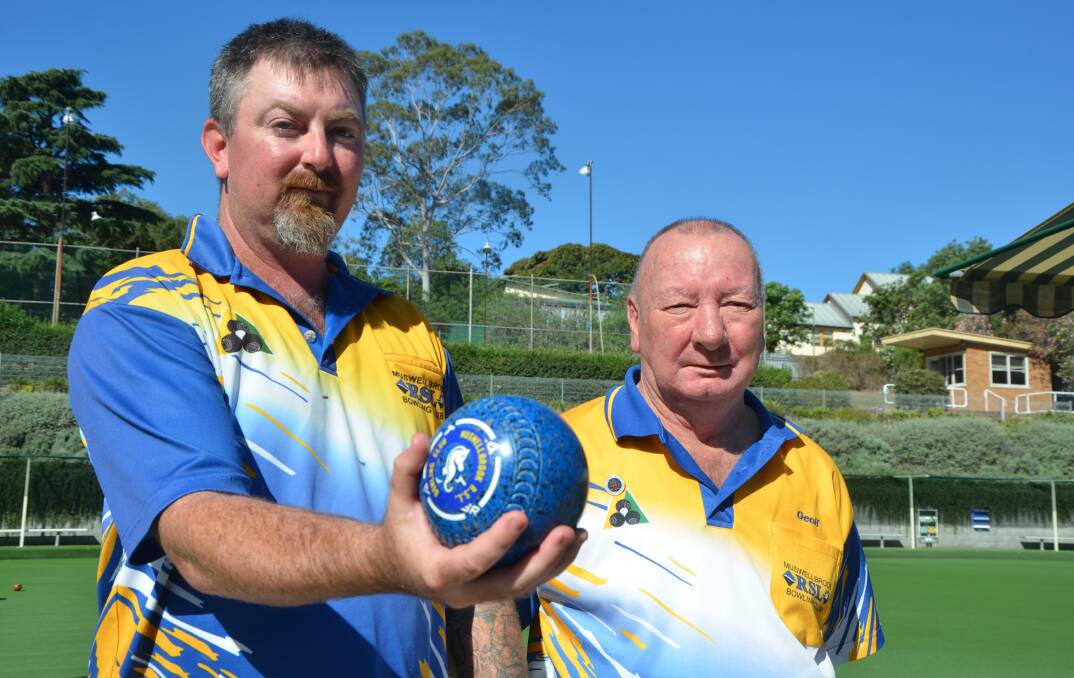Ty Turnbull and Muswellbrook RSL Bowling Club president Geoff Rose