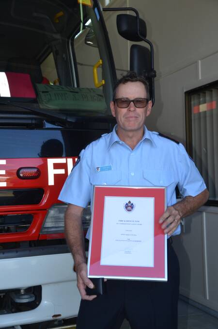 Denman Fire and Rescue NSW captain Gavin Bray received a certificate to acknowledge his nomination for the Commissioners Safety Award in 2017.