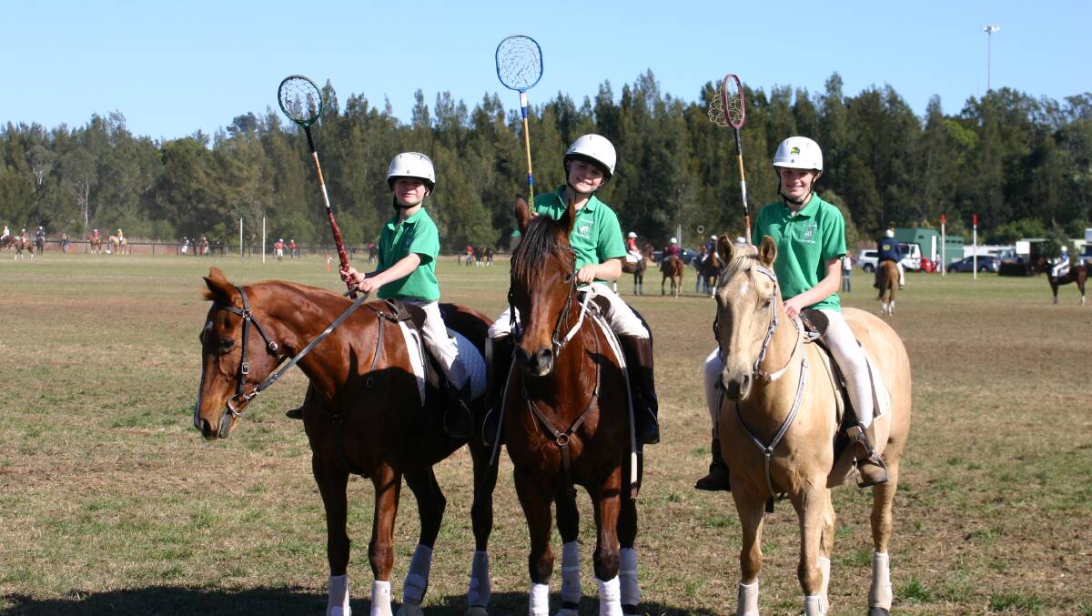 YOUNG TALENT: Muswellbrook Polocrosse Club members Ben Caruana, Dave Caruana and Piper Hooke.