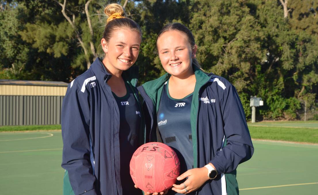 DOUBLE DOSE: Meg Southcombe and Meg Haylen will represent the Hunter Academy of Sport’s netball team in this weekend’s 2019 Your Local Club Academy Games.