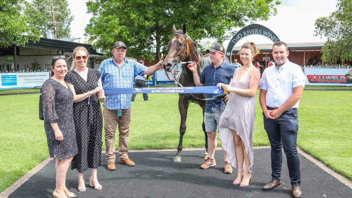 The winning connections of Legion Of Boom at Muswellbrook on Friday. Pic: MAT DOCKERTY