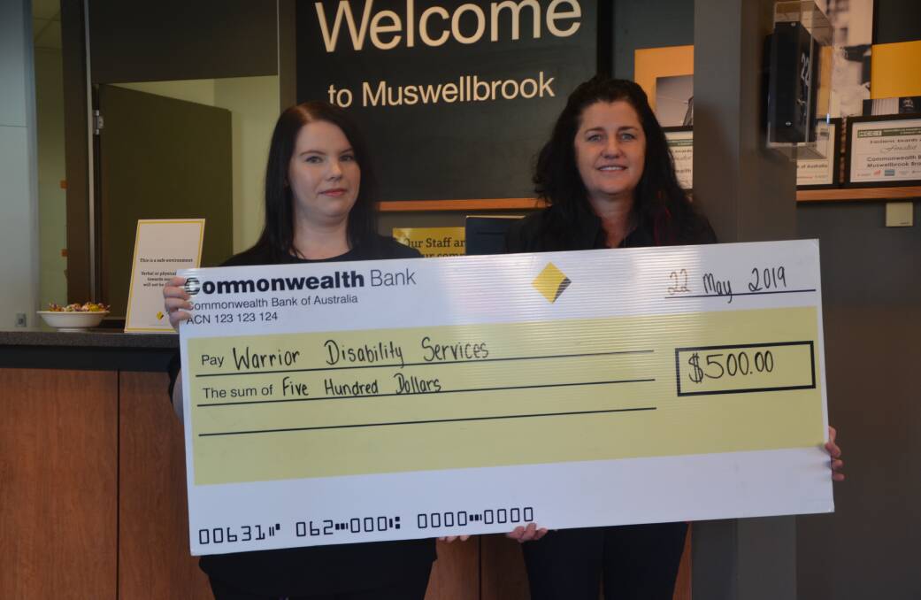 Commonwealth Bank's Muswellbrook branch manager Samantha Jones and Warrior Disability Services director of participant services Sally Pereira