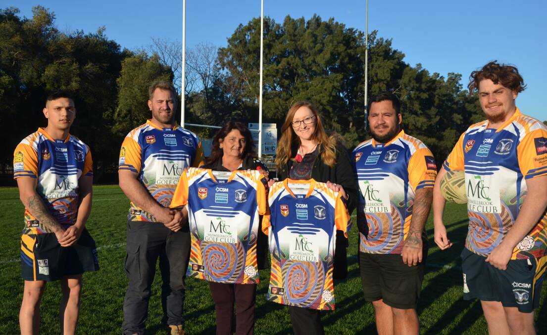 PROUD: Kane Cubillo, Rumone Jackson, Tanya Hines, Ross-Lyn Thomson, Clifford McGrady and Kai Dodd are ready for this weekend's Muswellbrook Rams' indigenous round.