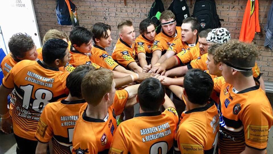 CELEBRATION TIME: The Aberdeen Tigers under-18s beat the Muswellbrook Rams 34-10 at the weekend to register its first win since 2010.