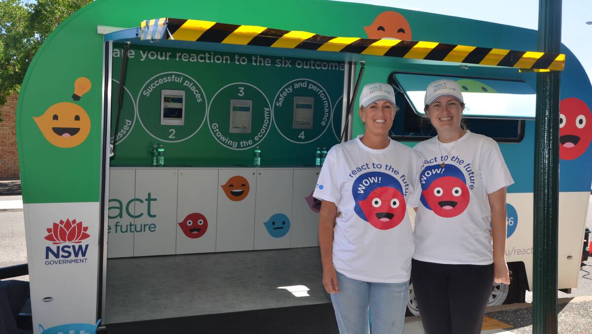 PLANNING AHEAD: Future Transport 2056 community engagement officers Nadeena Whitby and Maddison Richards at Muswellbrook on Thursday.