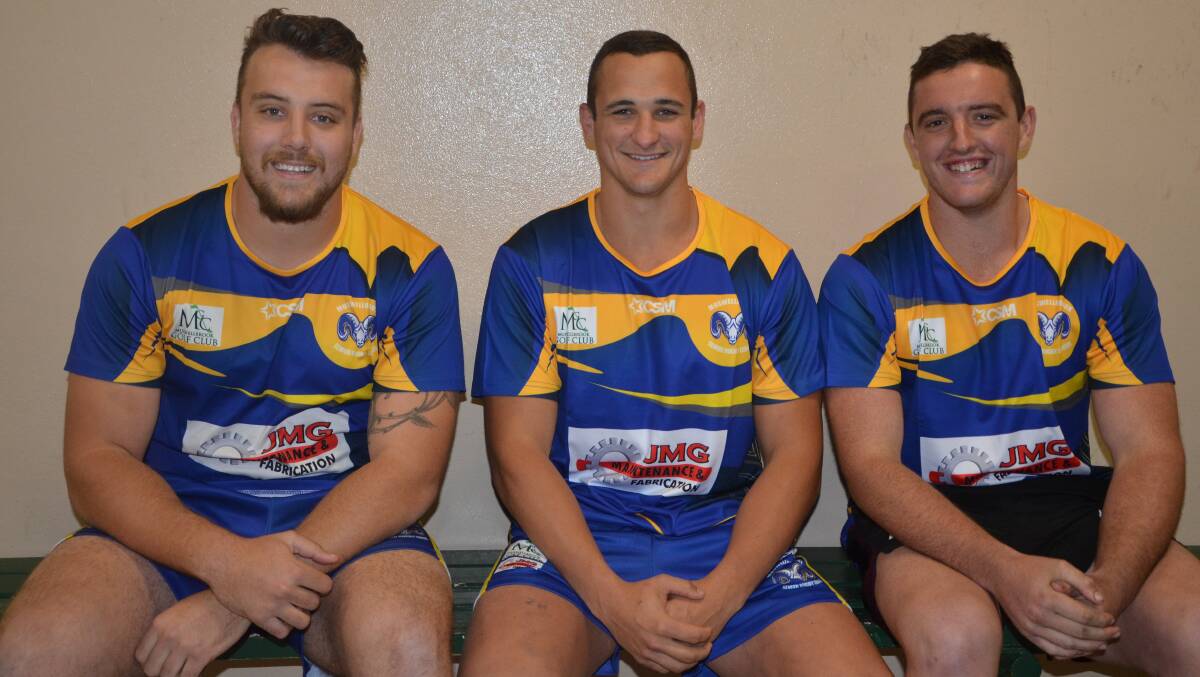 BIG WEEKEND: Muswellbrook Rams Dylan Thorne, Andrew Pritchard and Rohan Pottinger. Absent: Harmony Liddell