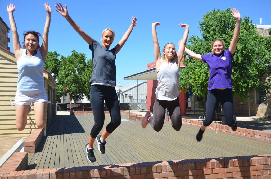 LEAPING IN: Muswellbrook Healthy & Well coordinator Carly Hughes (right) with Tiffany, Sheridan and Marni.