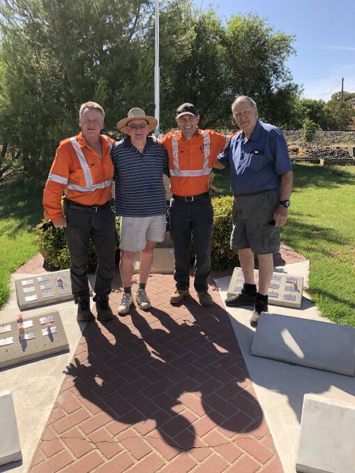 A JOB WELL DONE: Muswellbrook Provisioning Centre corridor coordinator James Johnson and area manager David Green with Nashos Ian Hilder and Ray Cannon at the group's memorial site in town.