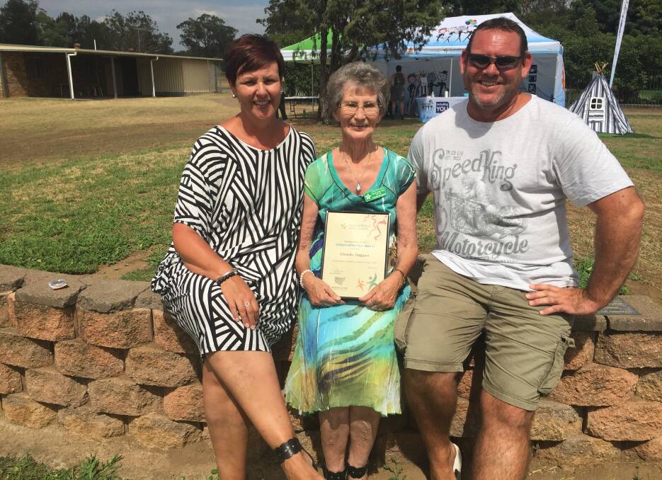 SPECIAL OCCASION: 2018 Muswellbrook Shire Citizen of the Year Glenda Duggan, flanked by her proud children Molly Towler and James Duggan.