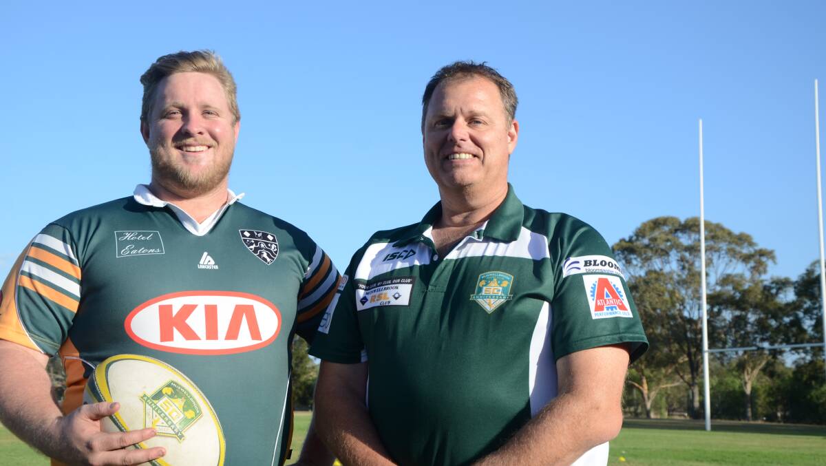 DYNAMIC DUO: Muswellbrook Heelers assistant coach Harry Hobden and mentor Michael Hall at Highbrook Park during the week.