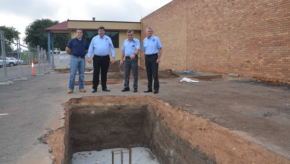 WORK IN PROGRESS: Site manager Michael Chain with Muswellbrook and District Workers Club general manager Scott Bailey, and board members Dennis Sheehan and Tim Pike.