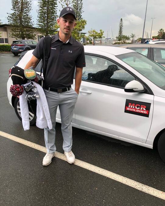 PROFESSIONAL DEBUT: Nathan Waters is ready to tee off in this week’s Queensland Open Golf tournament. His sponsor is MCR Building, a company in Forster Tuncurry where he is now stationed. They have supplied a car, accommodation and expenses for the event.