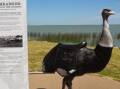 A popular spot for holiday snaps at Meningie, even if the story of the ostrich-riding bushranger is a fable.