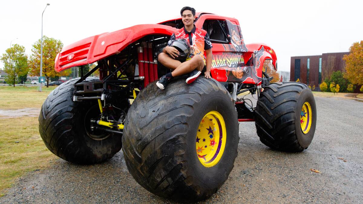 Cassius Stevenson, 16, has his sights on a driving career as a professional freestyler on the Monster Jam touring circuit in the US. Picture: Elesa Kurtz