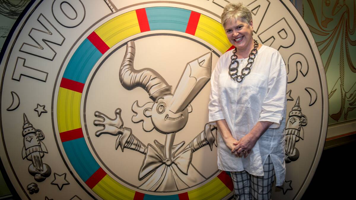 Rebecca Hetherington at the Royal Australian mint for the launch of the Mr Squiggle exhibition and newly minted two dollar coin on February 27. Picture: Karleen Minney.