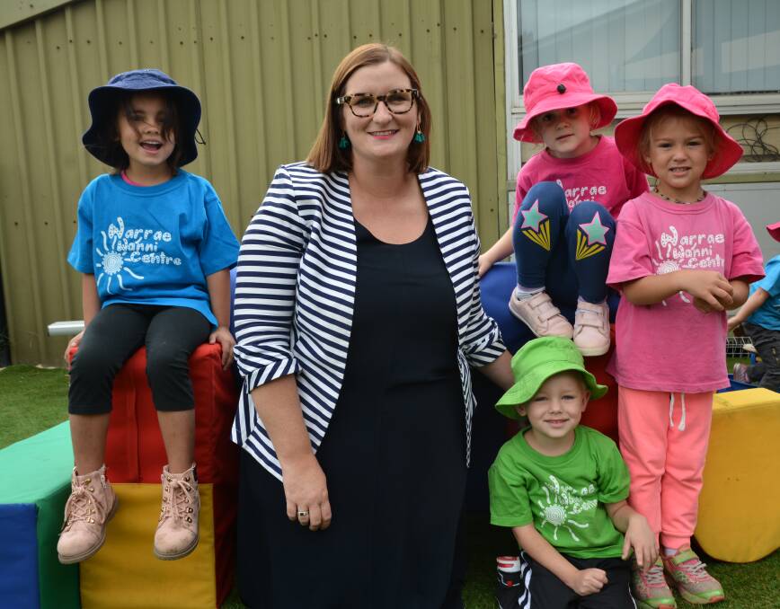 SAY CHEESE: Education and Early Childhood Learning Minister Sarah Mitchell was excited to see the children in the Warrae Wanni program on Wednesday.
