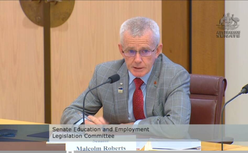 QUESTION TIME: One Nation Senator Malcolm Roberts questioned Coal LSL at Senate Estimates.