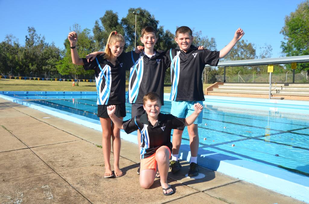 SUPER SWIMMERS: Muswellbrook Swimming Club members Noa Kamstra, Aiden Jeans, Harrison Foot and Wayde Simpson.
