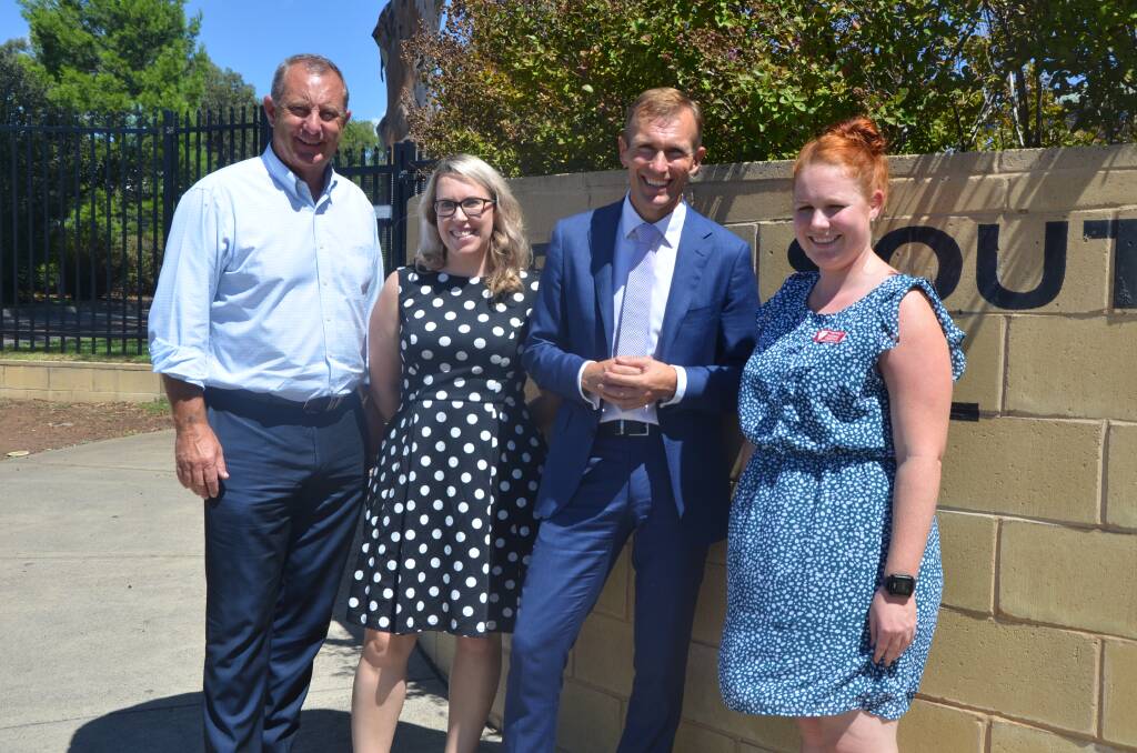 DEMOUNTABLE DELIGHT: Upper Hunter MP Michael Johnsen and Rob Stokes were pleased to make their announcement to MSPS assistant principals Sarah Winning and Tahnea Terzian.