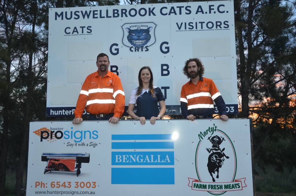 ALL TOGETHER: Derek Gibson, Samantha Rodriguez and Michael Duck are all pleased to be involved in the inaugural Pride match for the Muswellbrook Cats.