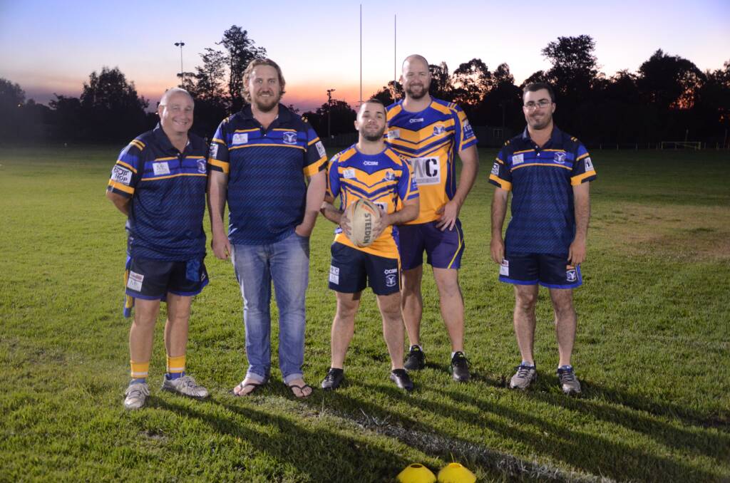 SIGN UP: Rams officials Chris Dengate, Stephen Lamb, Mich Henry, Liam Dunn and Marcus Bower are calling on more locals to join the club this season.