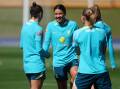 Matildas captain Sam Kerr was all smiles at training in Brisbane last week. Picture by Getty Images
