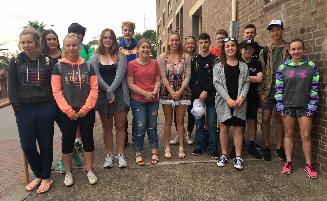 ADELAIDE BOUND: Sixteen of the 20 high school students who left Muswellbrook this morning to travel to the leadership summit at St Peter's College in South Australia. 