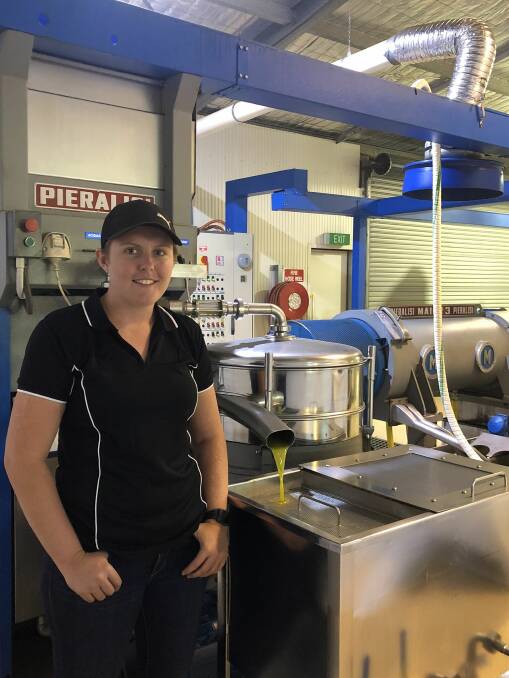 FRESH: Pukara’s Brittany Creighton with the Estate’s Novello – the first oil of the season.