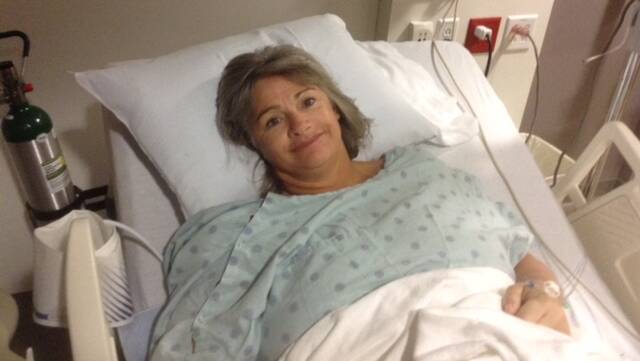 Hospital: Toni Shannon in an American hospital after surgery to have mesh completely removed. She cannot work and has permanent complications.  