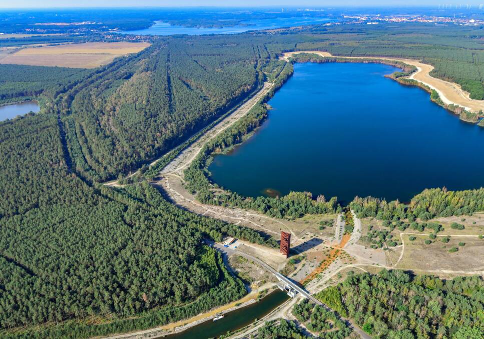 Past: Part of the Lusatian Lake District in the former East Germany where billions of euros have been spent converting old brown coal mine pits into artificial lakes. Picture: Getty. 