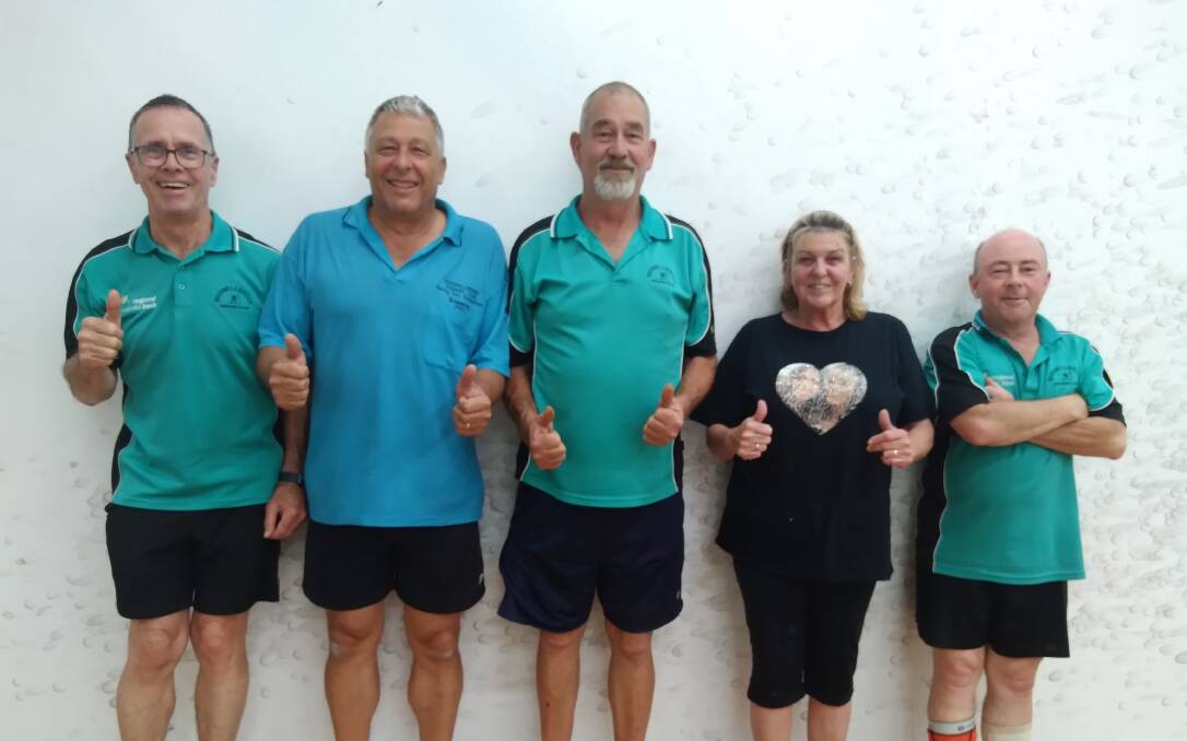Team Curtis Gant Betts were the winners of Muswellbrook's spring night squash competition - Ron Harmer, Michael Valantine, Phil Allen, Linda Barwick and Bruce Webber.