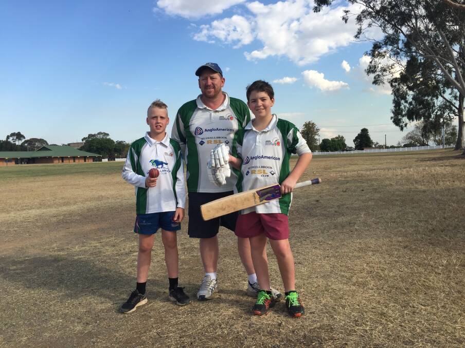 CRICKET IS FUN: Muswellbrook Junior Cricket Club players Cooper Gageler, president Peter Cooper, and player Andrew Cooper are looking forward to another great season.