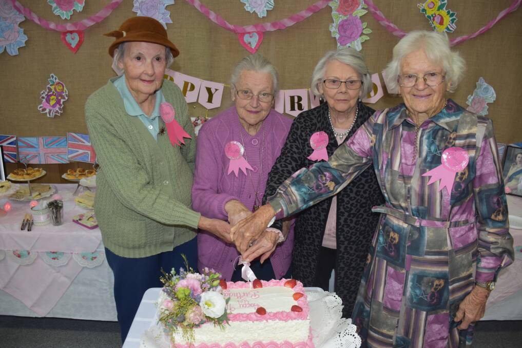 90 YEARS: Edna Rowland, Phyllis Ward, Nancy Hopkins, and Eileen Adams at the celebrations.
