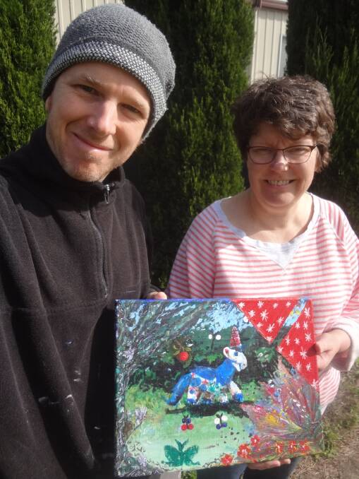 ARTISTS: Andrew Davis and Tracey Irwin with travelling artwork Ketje Vadrouille.