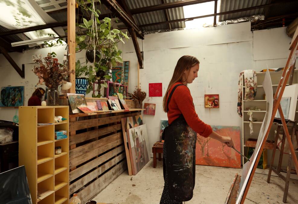 Ileigh Hellier in her studio. Picture: Simone De Peak