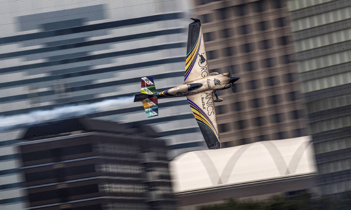 THRILLING: Hall in a Red Bull air race. Picture: Red Bull Content Pool/Joerg Mitter