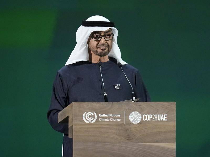 UAE President Sheikh Mohammed Bin Zayed hopes to incentivise investment in climate solutions. (AP PHOTO)