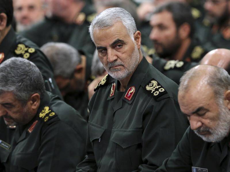 Iranian military commander Qassem Soleimani (C) was killed in a US drone strike on January 3.