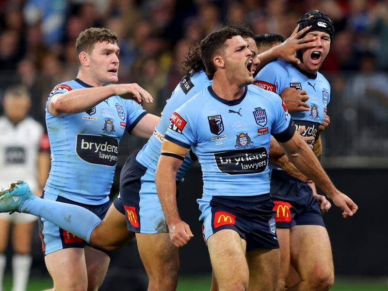 Nathan Cleary has led NSW to a stunning 44-12 State of Origin win over Queensland in Perth.