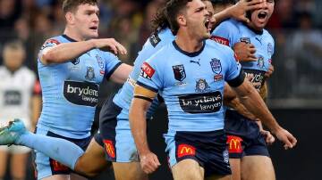 Nathan Cleary has led NSW to a stunning 44-12 State of Origin win over Queensland in Perth.