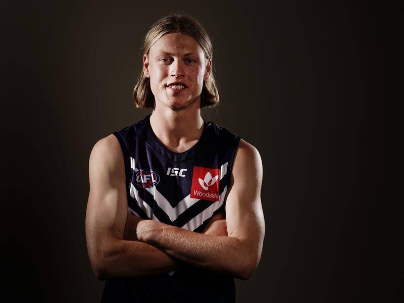 First-year AFL defender Hayden Young has already impressed for Fremantle with his kicking accuracy.
