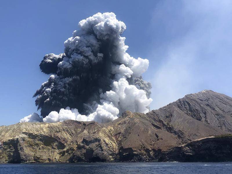 The eruption of the volcano on White Island off the coast of Whakatane, New Zealand.