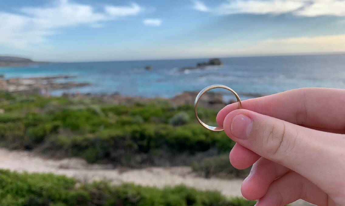 Mark Dittmar's wedding band, lost in the ocean nearly 19 years ago, was found this week at Redgate Beach. Photo: Kathy Morris