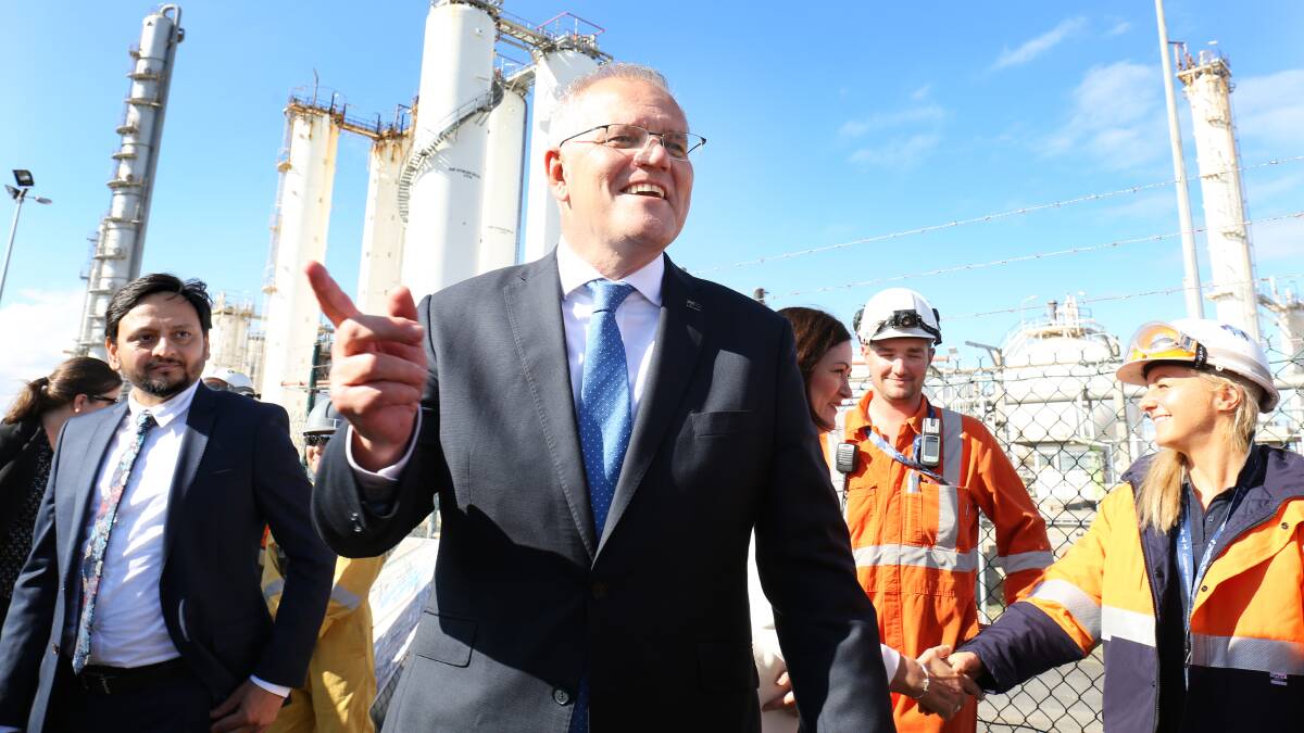 Prime Minister Scott Morrison visited Viva Energy's refinery on Wednesday afternoon. Picture: James Croucher 