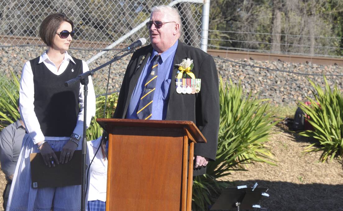 PAYING RESPECTS: Muswellbrook RSL Sub-Branch president Greg Cole at Sunday’s service.